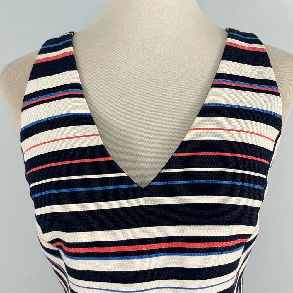 Adelyn Rae Women's Sleeveless Criss Cross Back Stripe Fit and Flare Dress - Picture 3 of 13